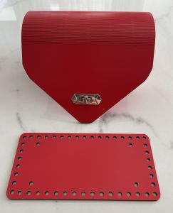 Σετ τσάντας Ξύλινο 7 - Κοκκινο-Ασημι (Πατος 10*20cm)(Καπακι 20*25cm)