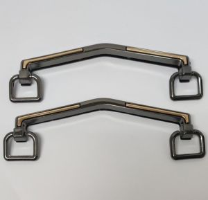 Χερούλια για τσάντες 0001 - Ανθρακί με χρυσές λεπτομέρειες (ζευγάρι) 16cm