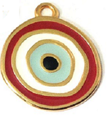 Ματάκια 24 Gold -Fire Red- Blue - Μεταλλικό Ζάμακ Χυτό Μοτίφ Μάτι με Σμάλτο Στρογγυλό 20mm
