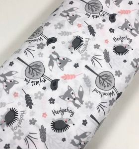 Children's fitted sheet 100% cotton 1.5m Γκρι - Κοραλί - Λευκό